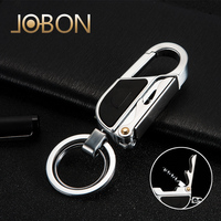 Porte-clés de voiture JOBON personnalisé avec logo, en alliage de zinc vintage de luxe, de haute qualité, 3 en 1, avec ouvre-bouteille, lumière LED, boîte cadeau