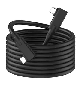 5-Meter Dual Elbow Type-C Cable with E-Mark Chip USB3.2 Gen2 20Gbps Data Transfer Nylon Braided for VR Link PD100W Function