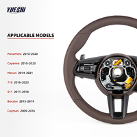 Volant sport en cuir pleine fleur avec palettes de changement de vitesse en métal pour Porsche Panamera Cayenne Macan 718 911 Boxster Cayman