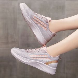 Scarpe da Tennis in tessuto volante Casual da donna scarpe da ginnastica traspiranti <span class=keywords><strong>con</strong></span> lacci e <span class=keywords><strong>zeppe</strong></span> da passeggio <span class=keywords><strong>con</strong></span> plateau per l'estate - Product Image 6