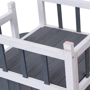 Outdoor Home Garden Pet <strong>Kitten</strong> Wooden Cat Play House Fir Wood Villa Nest <strong>Cage</strong> with Balcony - Product Image 6