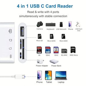 อะแดปเตอร์ 4 in 1 Type C อ่านการ์ด TF SD รองรับ OTG สำหรับ iPad, Xiaomi และโทรศัพท์มือถืออื่นๆ - Product Image 4
