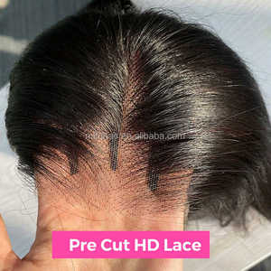 100% sans colle porter et aller perruques de cheveux humains sans colle dentelle avant perruques dentelle pré-coupée facile à prendre et à enlever dentelle avant perruque vague profonde - Product Image 3