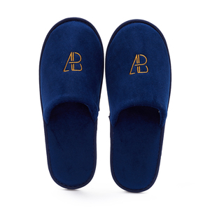 Logo personalizzato velluto blu monouso <span class=keywords><strong>ospedale</strong></span> matrimonio Hotel bagno SPA pantofole <span class=keywords><strong>per</strong></span> gli ospiti - Product Image 2
