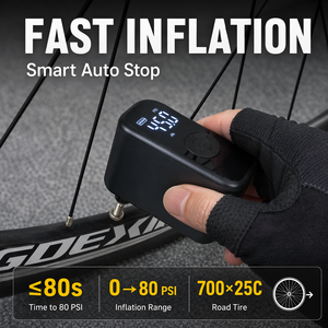 Pompe à vélo électrique ultra-compacte 150 PSI, <span class=keywords><strong>compresseur</strong></span> sans fil rechargeable avec capteur d'arrêt automatique LED <span class=keywords><strong>pour</strong></span> vélos de route, <span class=keywords><strong>VTT</strong></span> et vélos électriques - Product Image 2