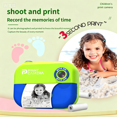 Kids Instant Print Camera Dual Lens 2.4 Inch Ips Screen Thermal Photo Printing 1080P Video Toy Birthday Gift for Boys Girls