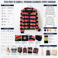Quiet Luxury Gestreifter Cardigan 100% Kaschmir Helan Mountain Ningxia 16,2μm Stoll-Weberei 26-Jähriges Erbe Geringe Mindestbestellmenge 10 Stück