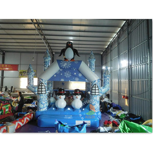 Château gonflable commercial mini sur le thème des pingouins de l'hiver pour la <span class=keywords><strong>location</strong></span> de fêtes en intérieur et les parcs d'attractions - Product Image 1