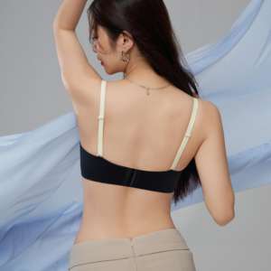 Soutien-gorge une pièce en maille respirant et confortable, sexy, sculptant, avec bonnets fins moulés 3/4, sans dos, sans armatures, push-up, réglable - Product Image 2