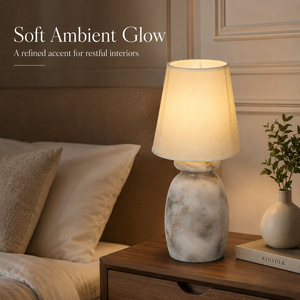 Lampe de table de chevet personnalisée de luxe avec base en pierre naturelle et abat-jour en tissu pour chambre à coucher, hôtel, villa, projet d'éclairage intérieur - Product Image 3