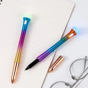 时尚设计旋转彩色led发光圆珠笔自动变色led光笔批发
