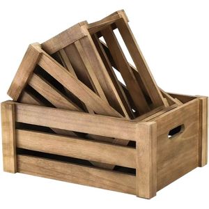 <b>Wooden</b> Storage <b>Crate</b> Rectangular 32L Vintage Decorative Box For Home Organization And Wedding Props - Product Image 1