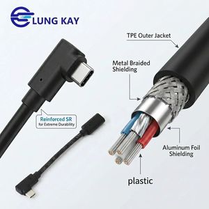 LUNG KAY Right-Angle Usb <b>c</b> Male to Female Extension Cable 5A Fast <b>Charging</b> 10Gbps USB 3.1 Type <b>C</b> Extension Cord for Computer - Product Image 4