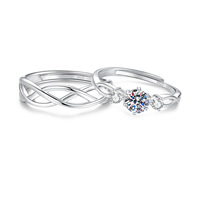 Bagues de couple tressées pour elle et lui en argent sterling 925 avec moissanite couleur D VVS1, trois pierres assorties, pour la promesse et le quotidien, bijoux fins
