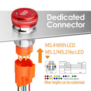 LANBOO 19/22Mm Tahan Air IP65 1NO1NC 2NO2NC Jamur Emergency Stop Push Button Switch dengan Led Menempel Switch ON OFF - Product Image 5