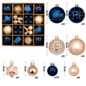 44PCS Hanging Balls for <b>Tree</b> <b>Decoration</b> Holiday Wedding Party Gifts Plastic Christmas Ball Ornaments - Product Image 1