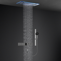 Ensemble de douche intelligent à 3 fonctions avec LED, effet pluie et cascade, montage au plafond, 600*320mm