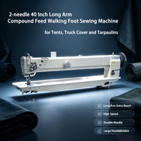 Machine à coudre à bras long de 40 pouces, à double aiguille, à entraînement par entraînement par le bas et point de surjet pour tentes, bâches de camion et bâches.