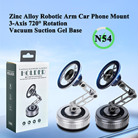 Support de téléphone magnétique pour voiture avec bras robotique articulé à 3 axes en alliage de zinc, logo personnalisé, base à ventouse en gel lavable