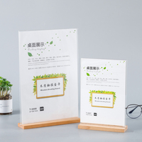 Support de table en bois et acrylique personnalisé pour cartes A4, A5, A6 – Présentoir de menu et porte-étiquettes de prix pour café, hôtel, bureau