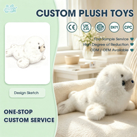 Peluche de phoque blanc mignon, jouet en peluche moelleux, poupée océanique douce avec taches grises pour enfants, cadeau, vente en gros, personnalisable