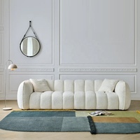 Zayshine Französisches Retro-Luxus Cremefarbenes Chenille-Samt 3-Sitzer Wohnzimmer-Sofa-Set Modulares Apartment-Villa I-Form Freizeitsofa