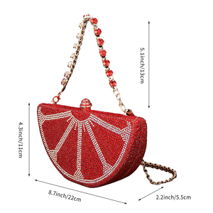 Women Watermelon Rhinestone Clutch <b>Purse</b> Funny Evening Bag with Crystal Metal Chain Halloween Christmas Party Handbag - Product Image 6