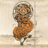Horloge à engrenages industrielle rétro américaine vintage en fer forgé, artisanat steampunk, engrenage mécanique 3D rotatif, fait main, personnalisable pour la maison
