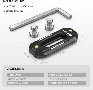 Rail NATO miniature <span class=keywords><strong>NEEWER</strong></span> de <span class=keywords><strong>2</strong></span> pouces/48 mm, rail NATO à changement rapide avec vis de 1/4 de pouce et goupilles de sécurité pour poignée NATO - Product Image 5
