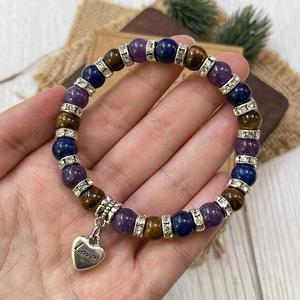 Bracelet en pierre naturelle avec perles de verre colorées, pour la stabilité du Chakra Racine, recommandé, anti-ternissement, emballage inclus - Product Image 3