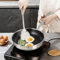 Poêle à frire en acier inoxydable 316 à trois couches, poêle à frire hybride à induction en nid d'abeille pour cuisine, wok antiadhésif pour faire frire le poisson