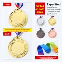 Vente en gros de médailles sportives vierges en métal de 50 mm pour sublimation, avec inserts, en vrac, et rubans, pour la gravure de médailles et de récompenses de course