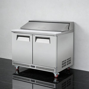 Table de préparation commerciale portable en acier inoxydable avec réfrigérateur, station à pizzas et salades, refroidissement par air, 2 <span class=keywords><strong>portes</strong></span> verticales, pour la restauration - Product Image 1