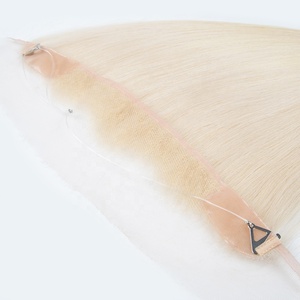 Cabello humano ruso Hairline Topper Ashy White Blonde para mujeres Pieza frontal <span class=keywords><strong>de</strong></span> mujeres con la cadena Hairline Enhancing Topper - Product Image 2