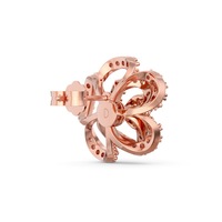 Dylam Dropshipping S925 Boucles d'oreilles en argent fleur rose plaqué or 18 carats Bijoux Boucles d'oreilles en zircon cubique pour femmes pour fête ou mariage