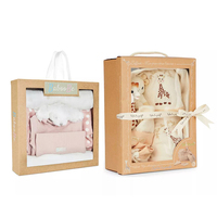 Vente en gros, couverture pour bébé, enfants, bavoirs, vêtements, paquet de papier de luxe, ensemble cadeau pour nouveau-né, chaussettes, emballage, boîtes à chemise avec fenêtre