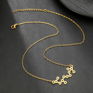 Collar de Acero Inoxidable con Signo Zodiacal, Colgante de Constelación Geométrica, Cadena para Clavícula de Uso Diario, Conjunto de Joyería de Moda - Product Image 3