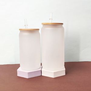 Gobelets en verre transparent de 12oz et 16oz en forme de <span class=keywords><strong>canette</strong></span> pour café glacé, thé, eau, cocktails, avec couvercles et pailles - Product Image 6