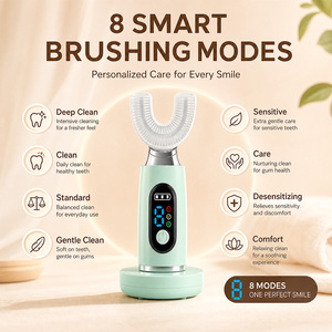 <span class=keywords><strong>Brosse</strong></span> à dents électrique sonique automatique intelligente en forme de U pour adultes 360 °   Brosses en nylon douces et propres, 8 modes, charge sans fil, personnalisable - Product Image 3