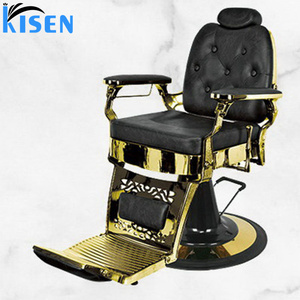 Fauteuil de Barbier Noir et Or Tendance pour Salons de Coiffure – Nouveaux Fauteuils Pivotants et Réglables à Vendre – Fauteuil de Barbier Noir d'Usine - Product Image 2