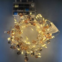Guirlandes lumineuses LED esthétiques de style coréen, télécommandées, en forme de pétard, avec perles de cristal, décoratives pour Noël