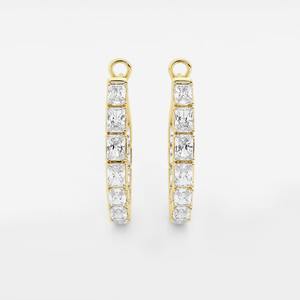 Boucles d'oreilles créoles 4 carats en émeraudes et diamants de laboratoire pour femme, taille brillant, bijoux de luxe, pierres vertes étincelantes - Product Image 5