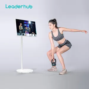 Leaderhub 22 32 Inch Portable TV Mini Small Usb Rechargeable Portable Smart Touch Screen Android TV On Wheels With Battery