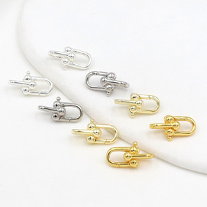 U-Shaped Spring <b>Buckle</b> Jewelry Connector 14K Gold Plated Silver Copper DIY Findings B79 - Product Image 1