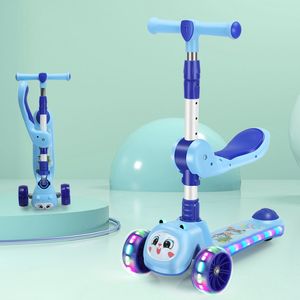 Trottinettes à pédales pliables pour enfants chauds avec 3 ensembles de coudières de genou à roues en polyuréthane lumineuses pour enfants de 2 à 14 ans - Product Image 6