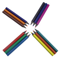 Crayons de couleur en plastique de 3,5 pouces avec boîte de couleur, crayons de couleur mini hexagonaux, taille courte, crayons de peinture pour enfants, ensemble de 12 couleurs