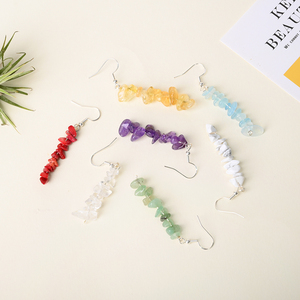 Boucles d'oreilles en gravier de cristal naturel poli, faites à la main, personnalisables, pour femme, vente en gros, cadeau - Product Image 3