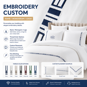 Ensemble <span class=keywords><strong>de</strong></span> literie brodé sur mesure OEM ODM, housse <span class=keywords><strong>de</strong></span> couette et taie d'oreiller pour hôtel, logo <span class=keywords><strong>personnalisé</strong></span>, motif, taille, linge <span class=keywords><strong>de</strong></span> <span class=keywords><strong>lit</strong></span> <span class=keywords><strong>de</strong></span> luxe - Product Image 5