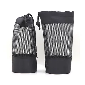 Round bottom polyester black mesh swim bag backpack foldable with customized logo printing