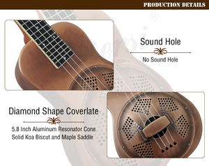 Custom logo Aiersi Brand Resonator Matt Vintage Red Rust Brass Body 24 Inch Concert Ukelele <b>String</b> <b>Instrument</b> for Sale - Product Image 3